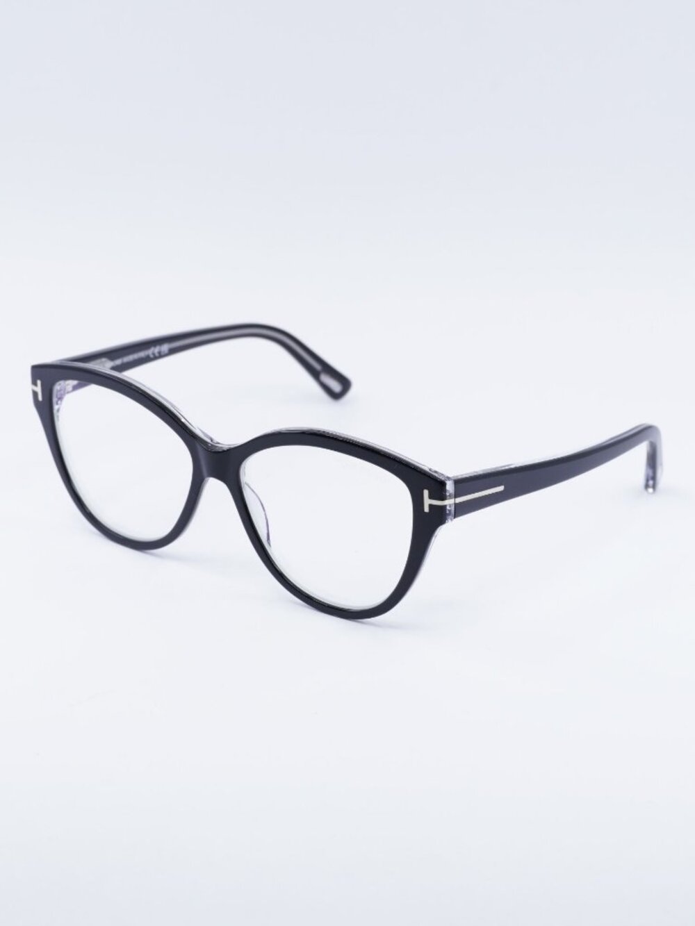 Tom Ford FT5954-B 003 Eyeglasses Black/Crystal 54mm Cat Eye Frame
